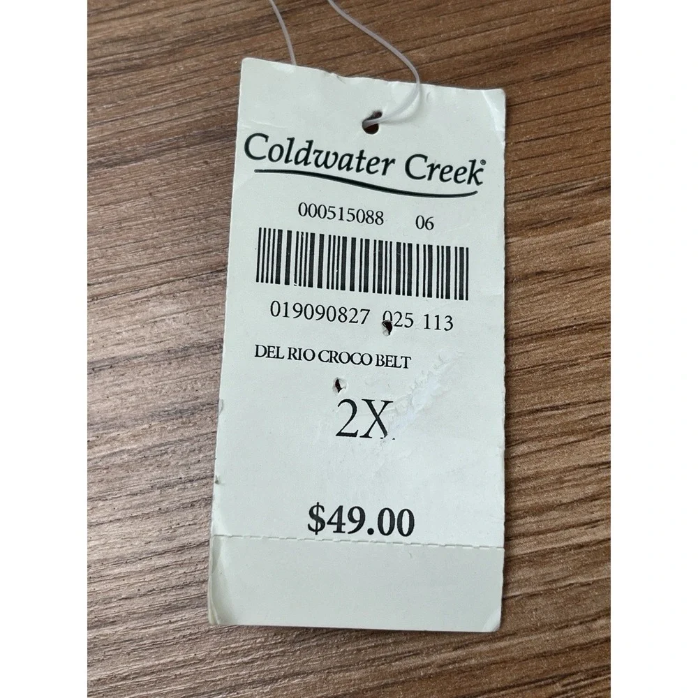 Coldwater Creek Del Rio Crocodile Embossed Leather Belt Women's Size 2x ‎ NEW